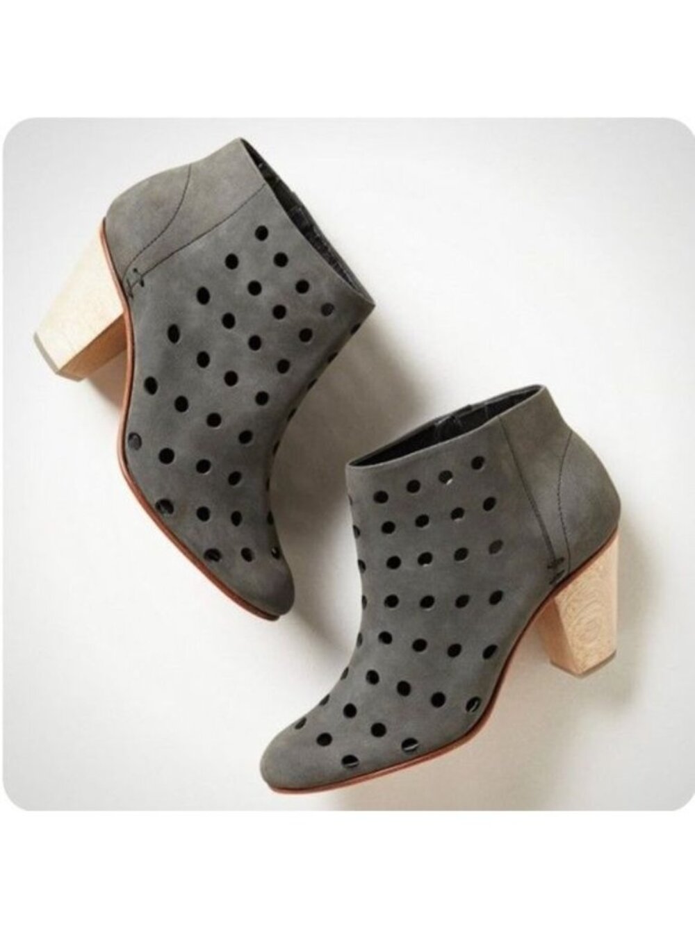 Rachel Comey Dazze Perforated Leather Ankle Booties in Grey/Green Size 8